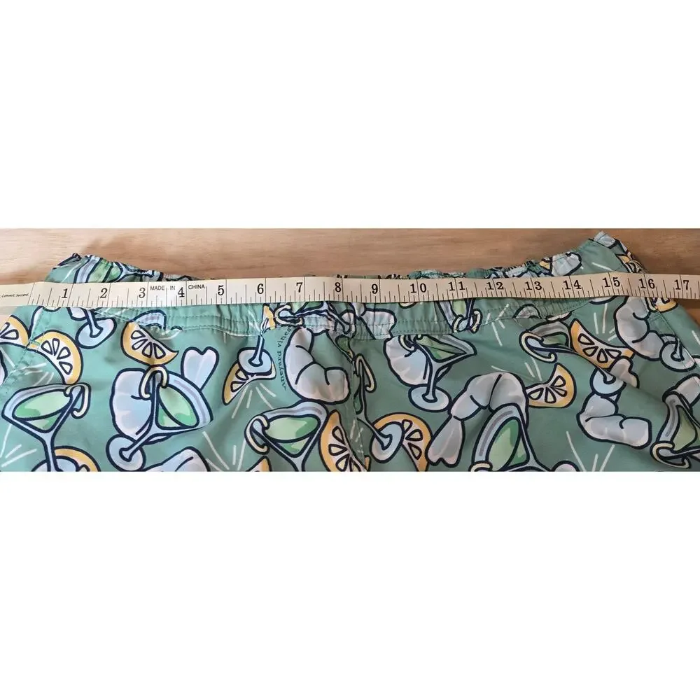 Vineyard Vines Chappy sz M green shrimp and martini swim trunks shorts